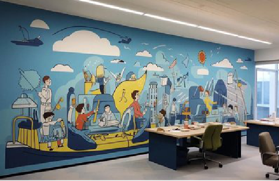 正安办公室墙绘的特点。