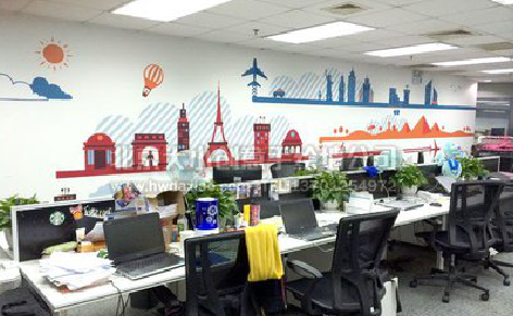 正安教你设计办公室墙绘的方法。